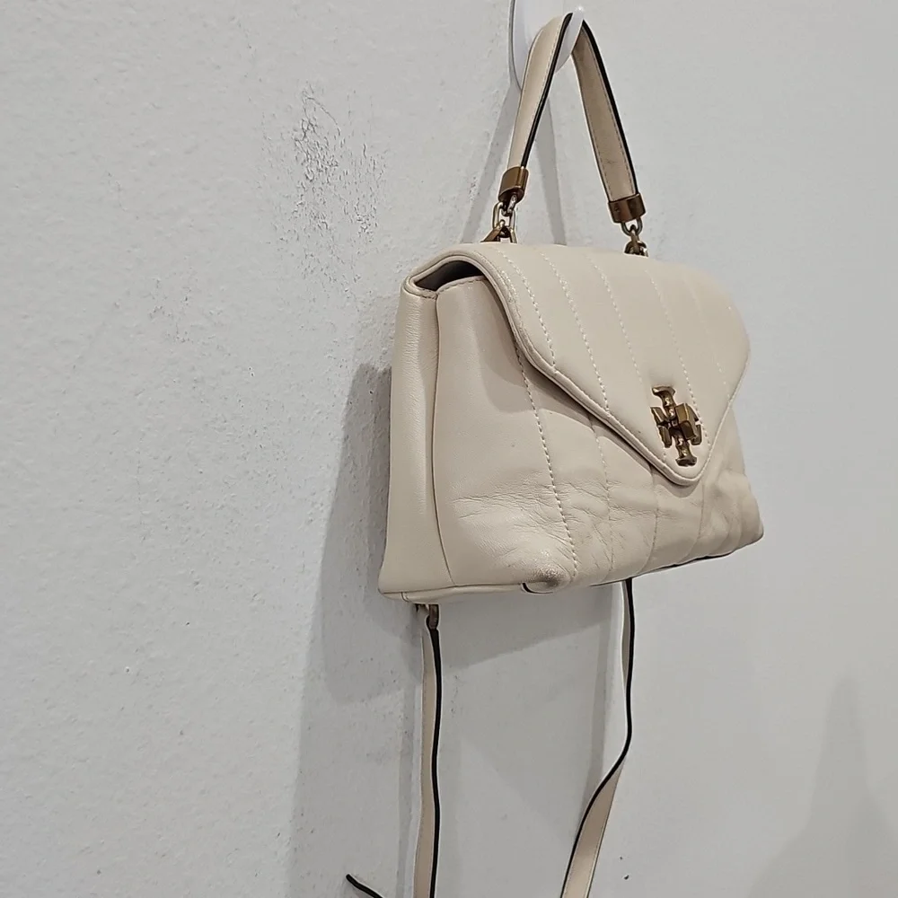 Tory Burch Kira Quilted Satchel Leather Wirh Crossbody Strap Cream